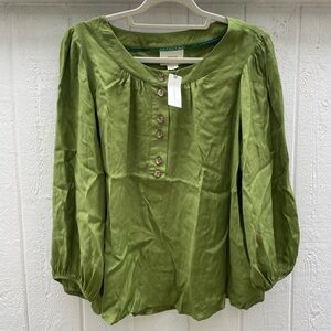 Green Button-Up Blouse